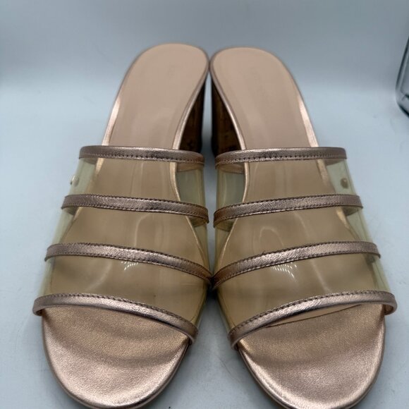Kate Spade Whitby Slide Sandals | Rose Gold Cork Heels | Size 8.5M - Picture 2 of 11